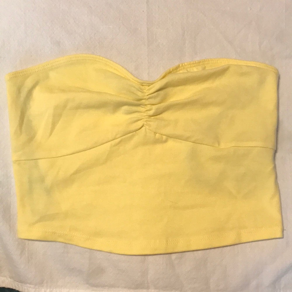 light yellow crop tube top